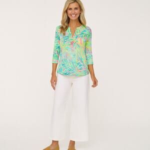 Lilly Pulitzer Kayleigh Palm Print Top size XS 100% cotton